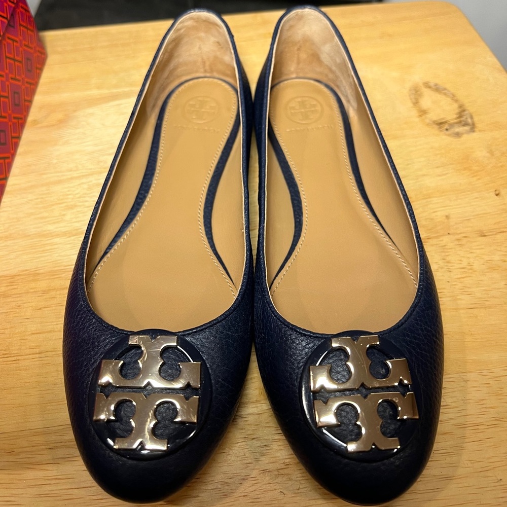 Tory Burch Navy Claire Ballet Flats-Size 7- Excellent condition